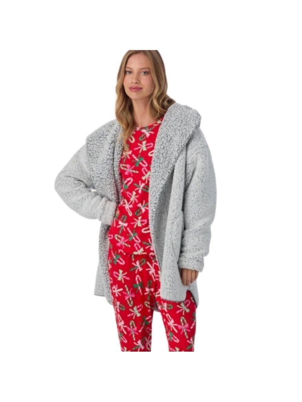 ROOM SERVICE ULTRA SOFT COZY CARDIGAN ROBE LOUNGEWEAR GRAY SMALL MEDIUM NWT - Picture 5 of 11